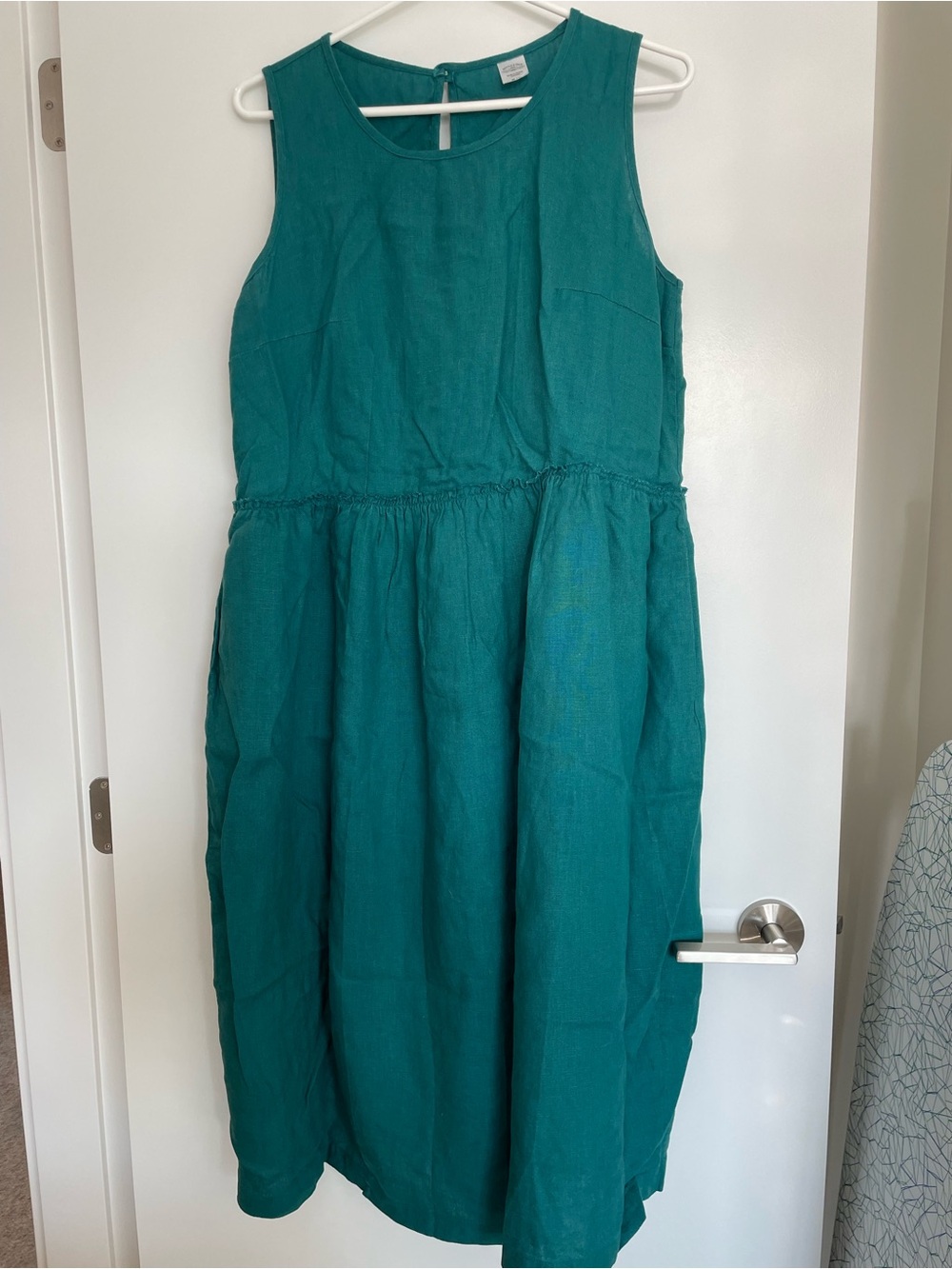 Sleeveless Linen Teal Midi Dress